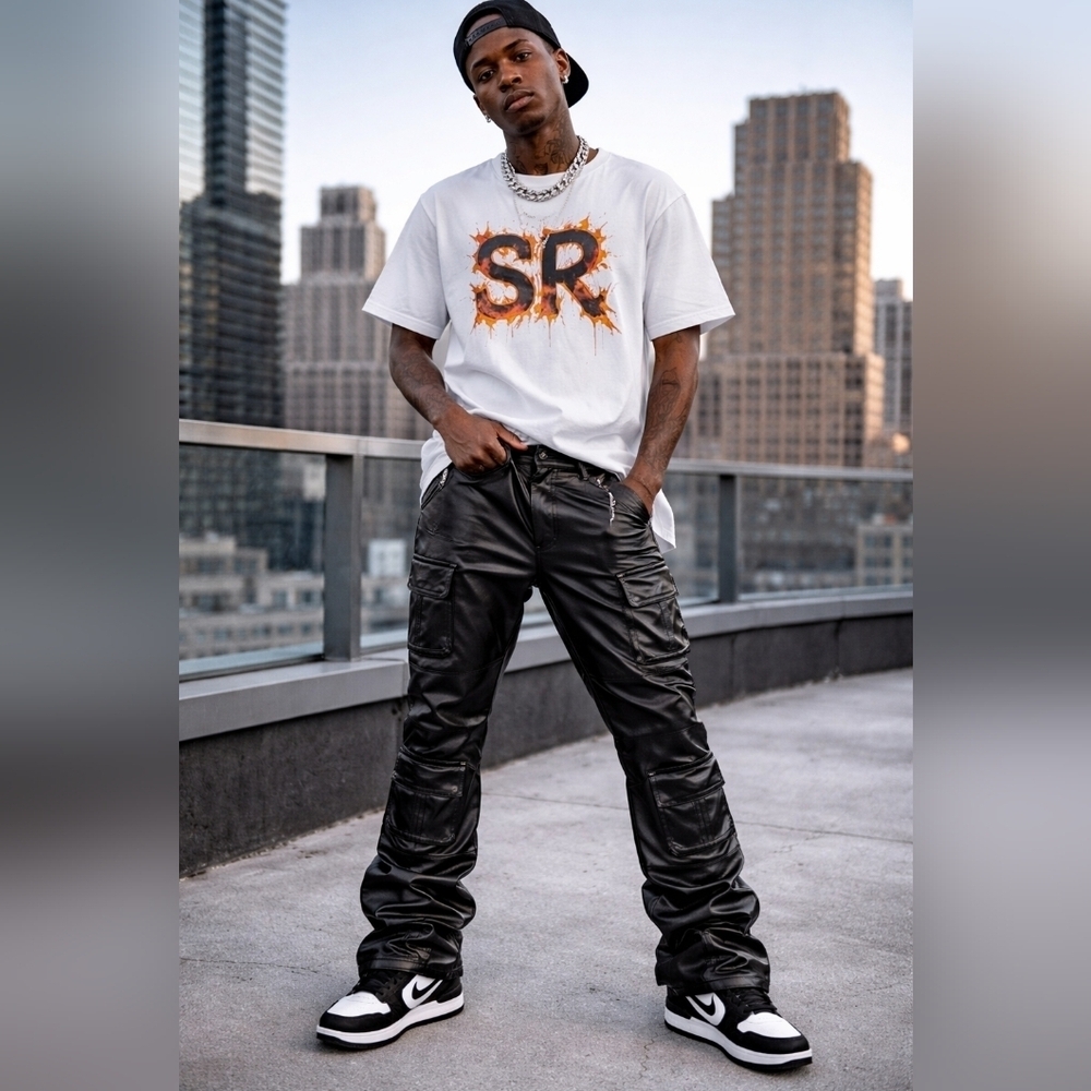 Smoke Rise Men's Stacked Flare Cargo Pants - Black - Picture 3 of 8